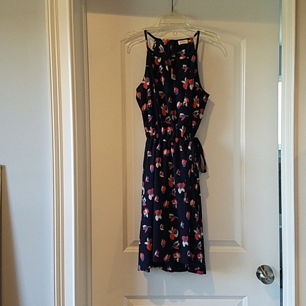 Navy blue patterned summer dress